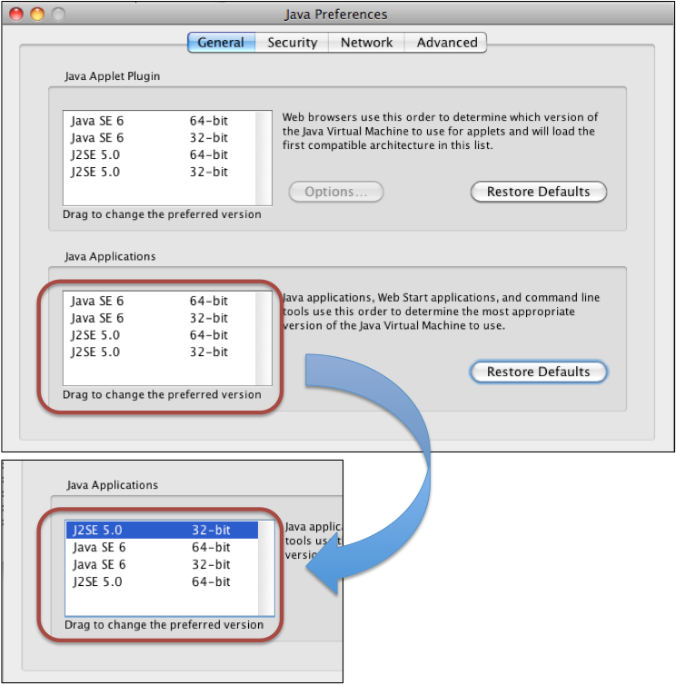 Set Java preferences